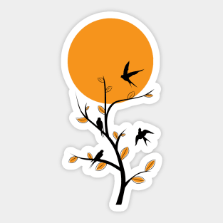 silhouette of a bird at sunset Sticker